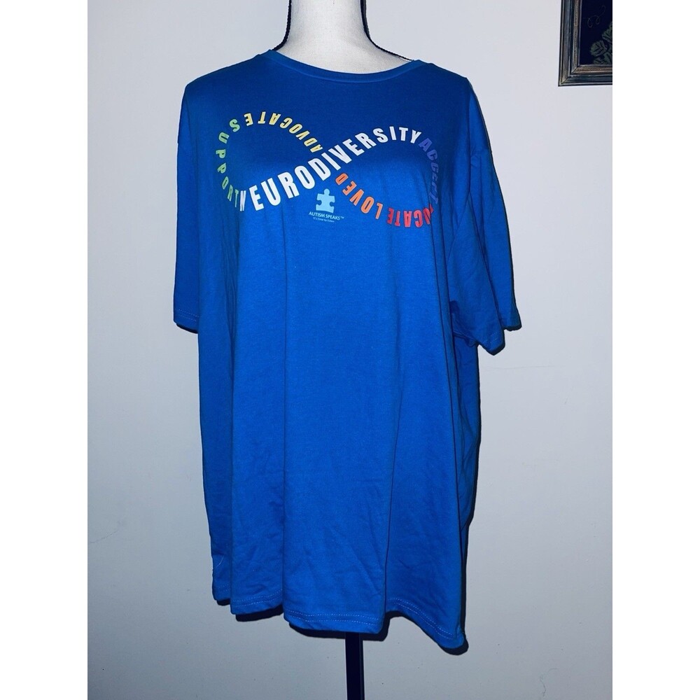 Autism Speaks Word Ribbon 2XL Blue T-shirt
